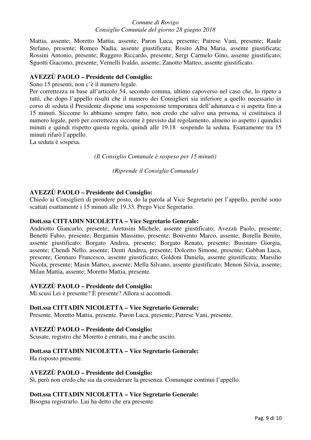 Pagina 9 del verbale