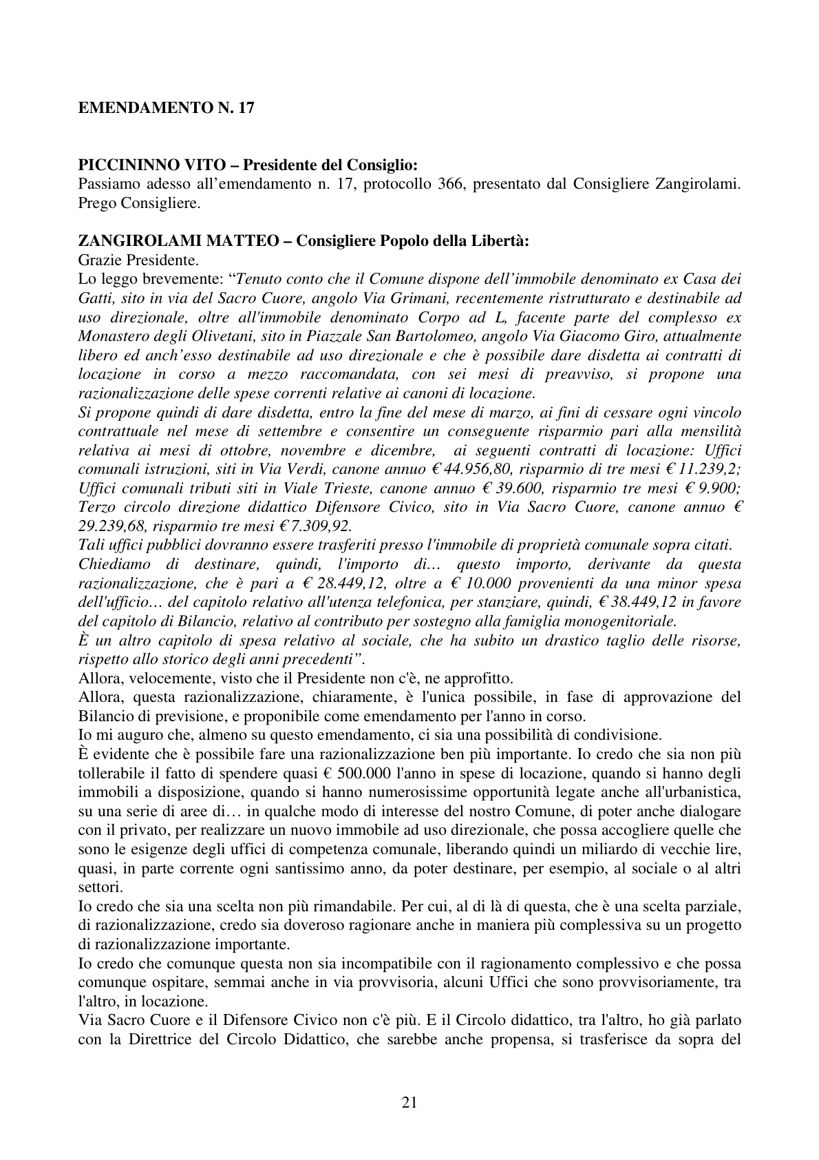 Pagina 21 del verbale