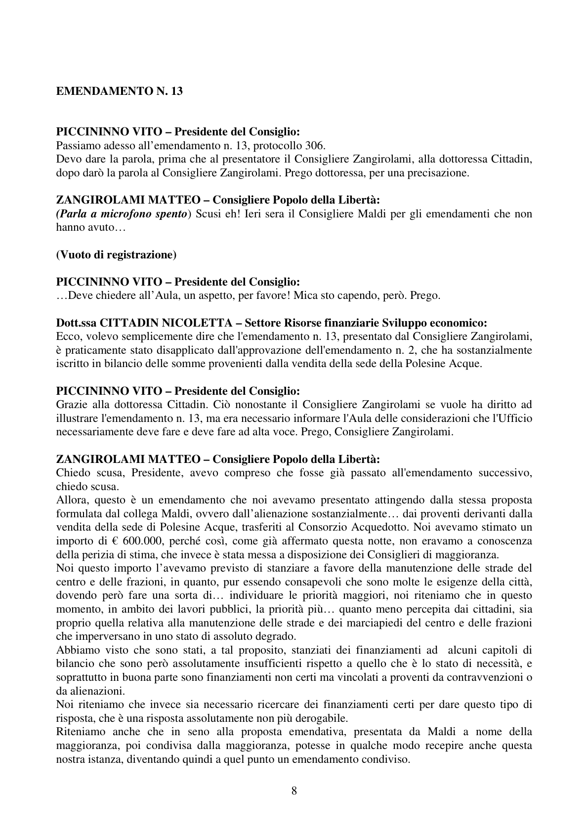 Pagina 8 del verbale