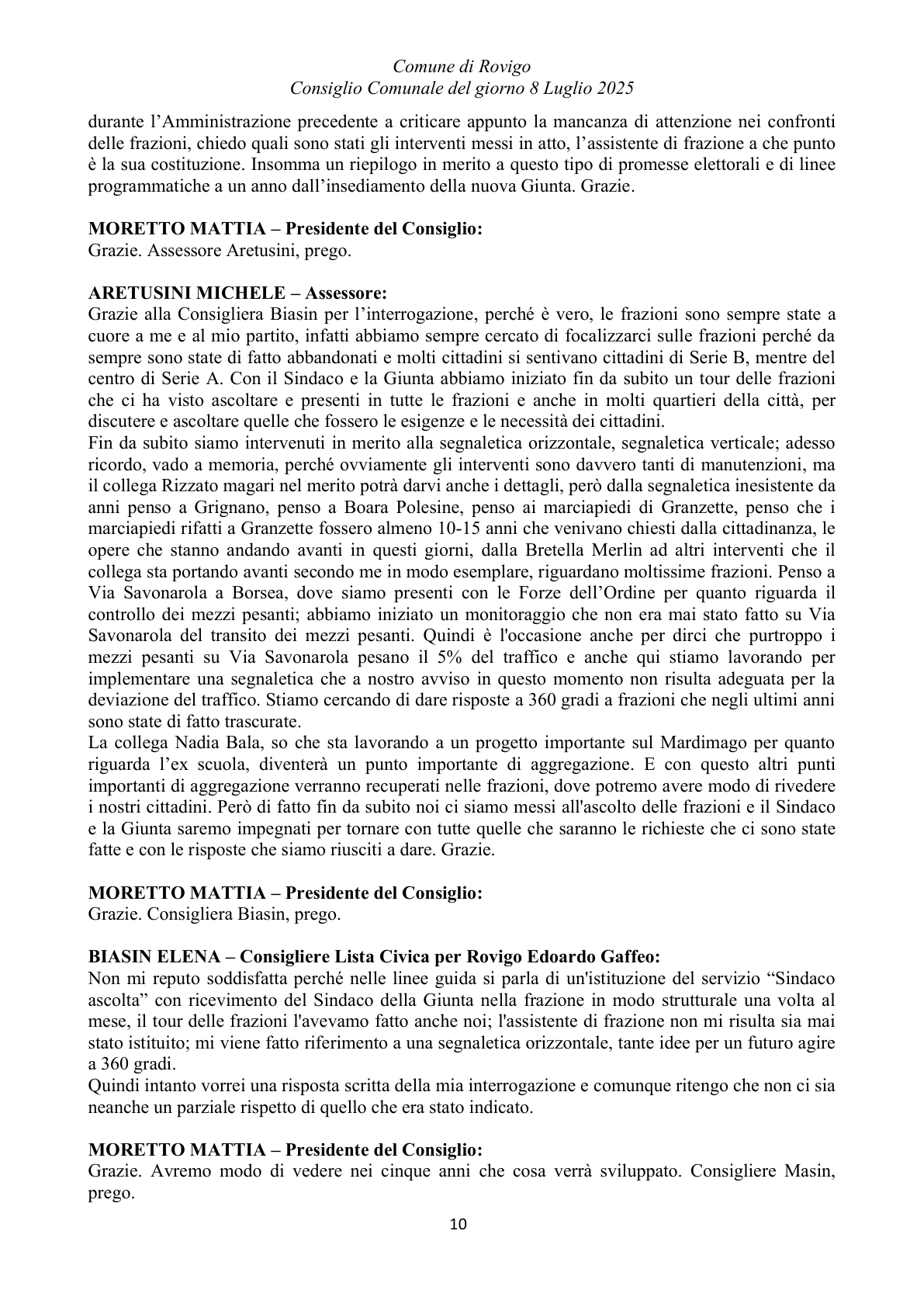 Pagina 10 del verbale