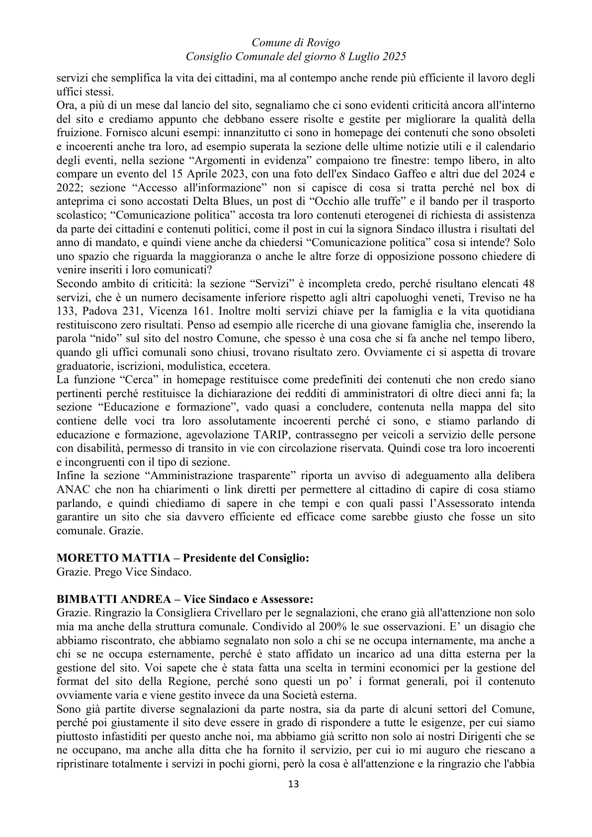Pagina 13 del verbale