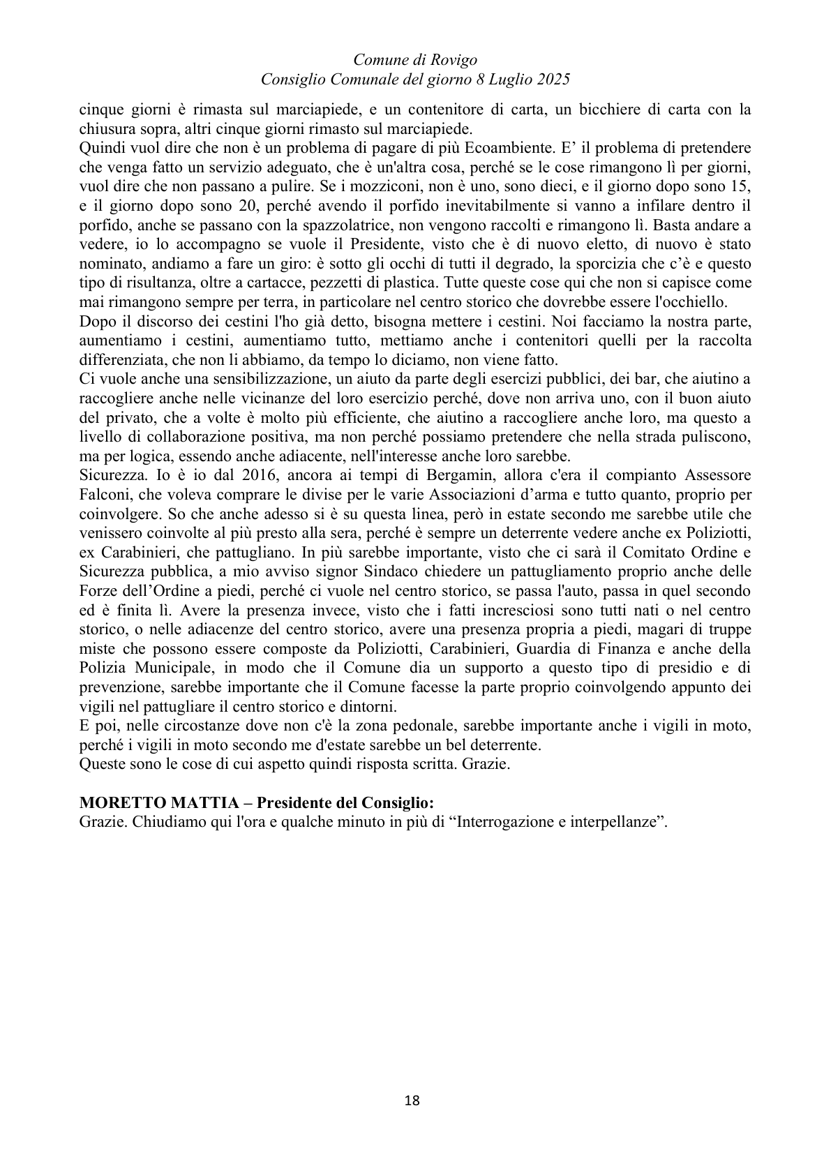 Pagina 18 del verbale