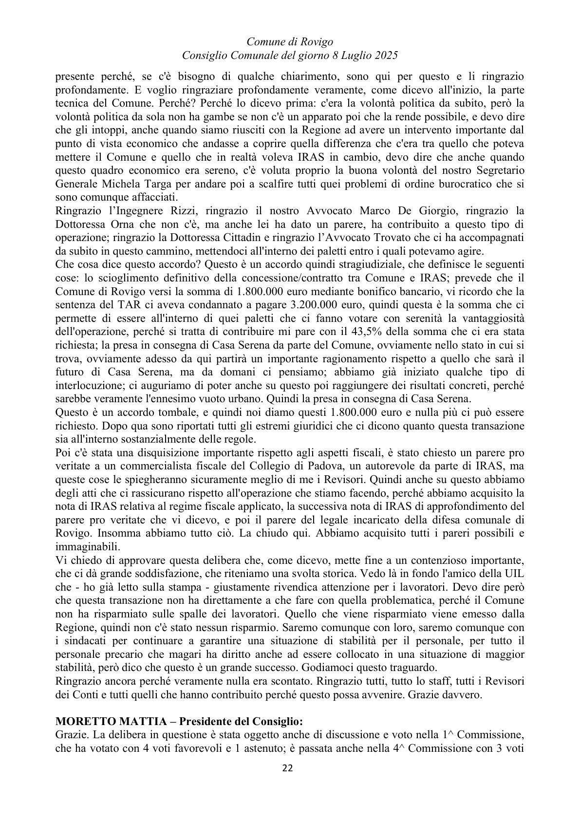 Pagina 22 del verbale
