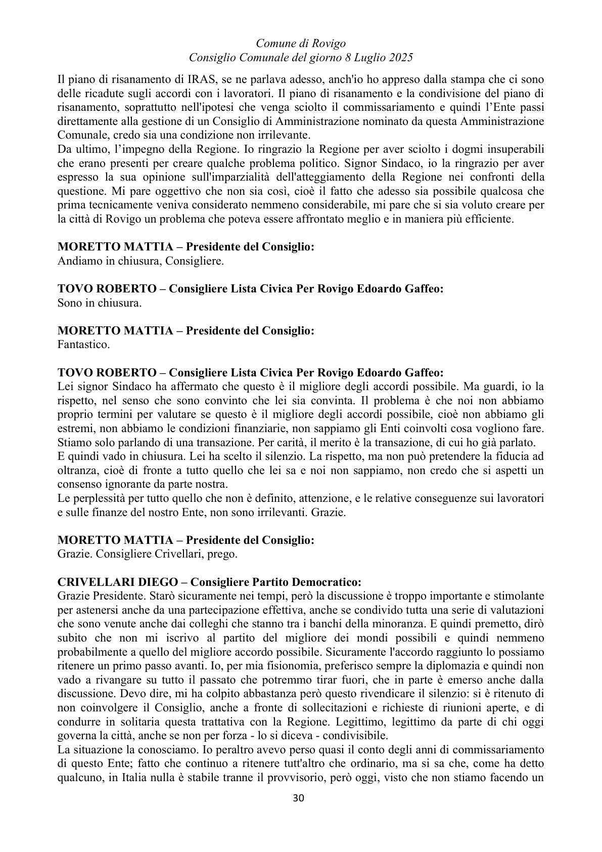 Pagina 30 del verbale