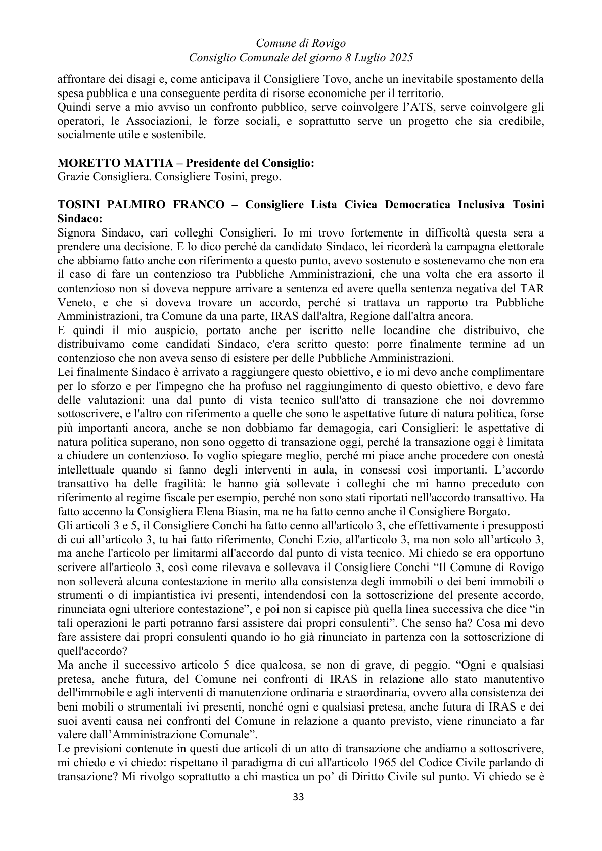 Pagina 33 del verbale