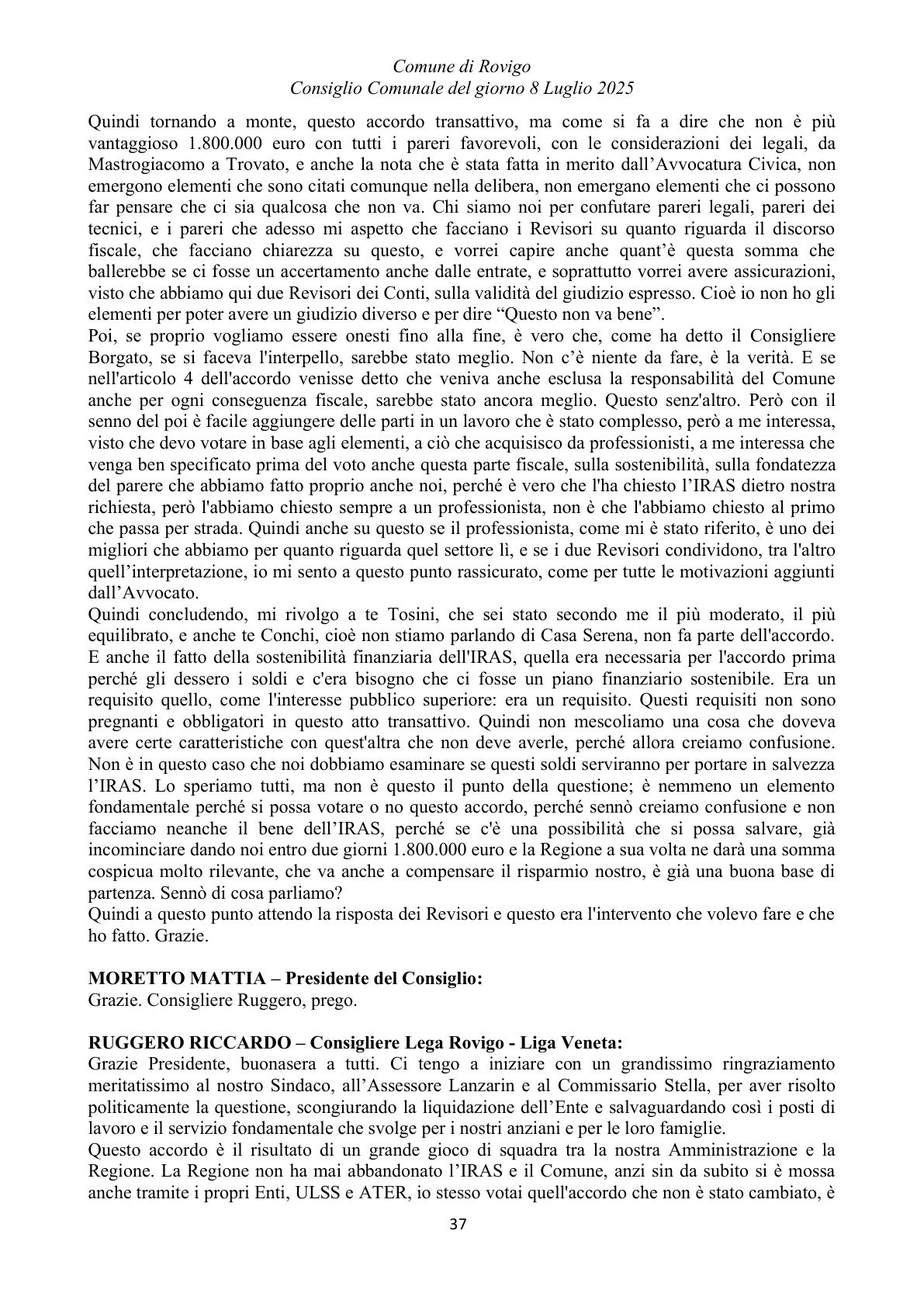 Pagina 37 del verbale