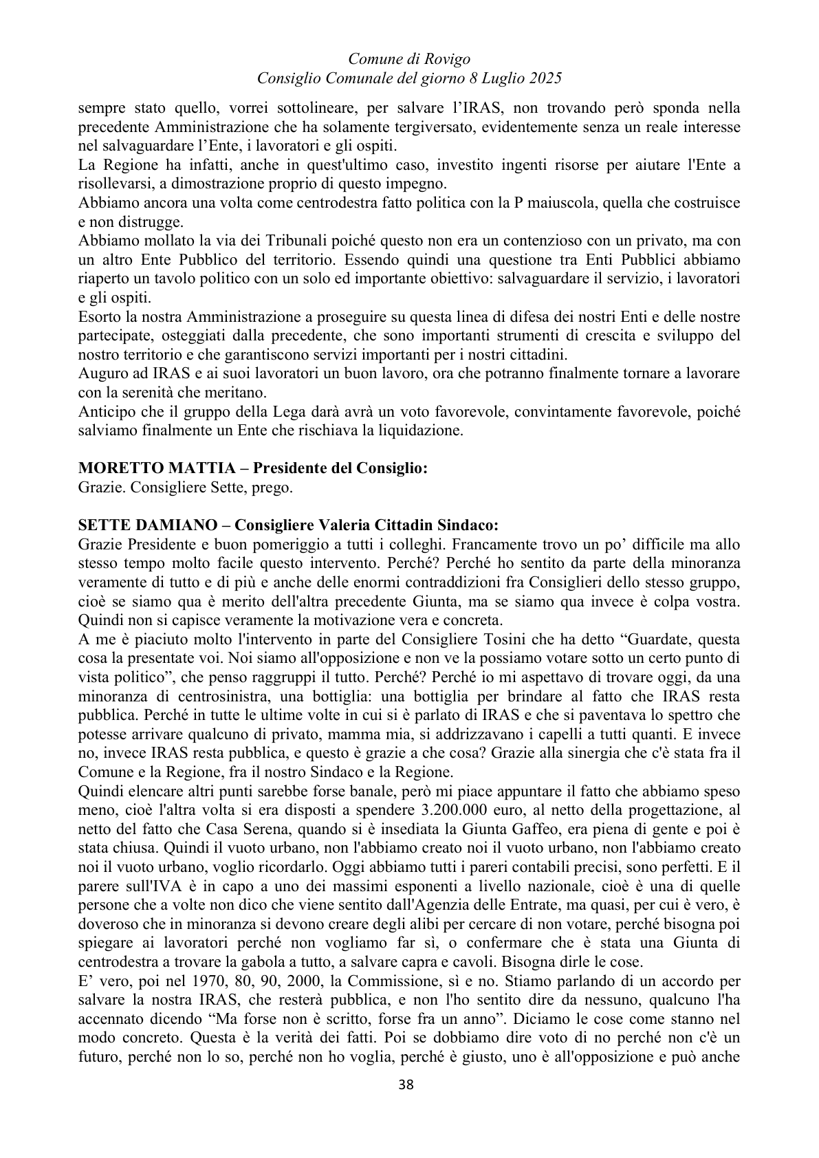 Pagina 38 del verbale