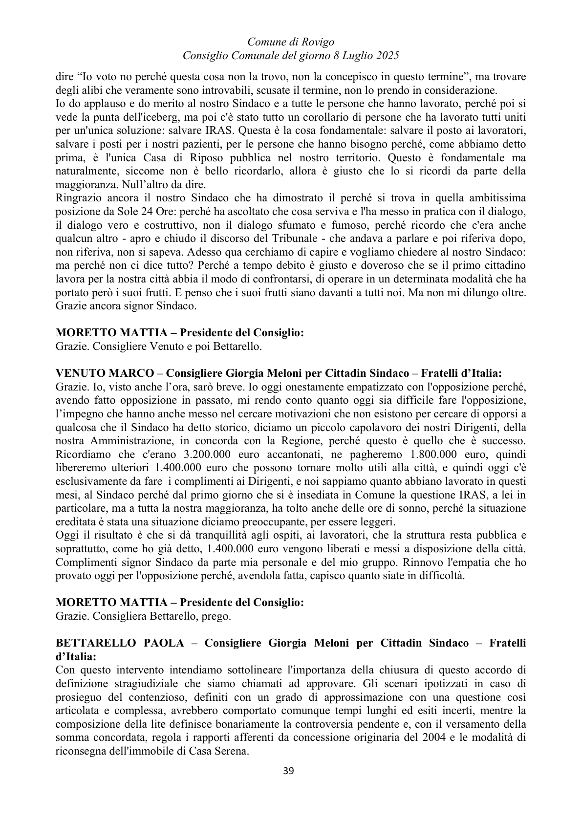Pagina 39 del verbale