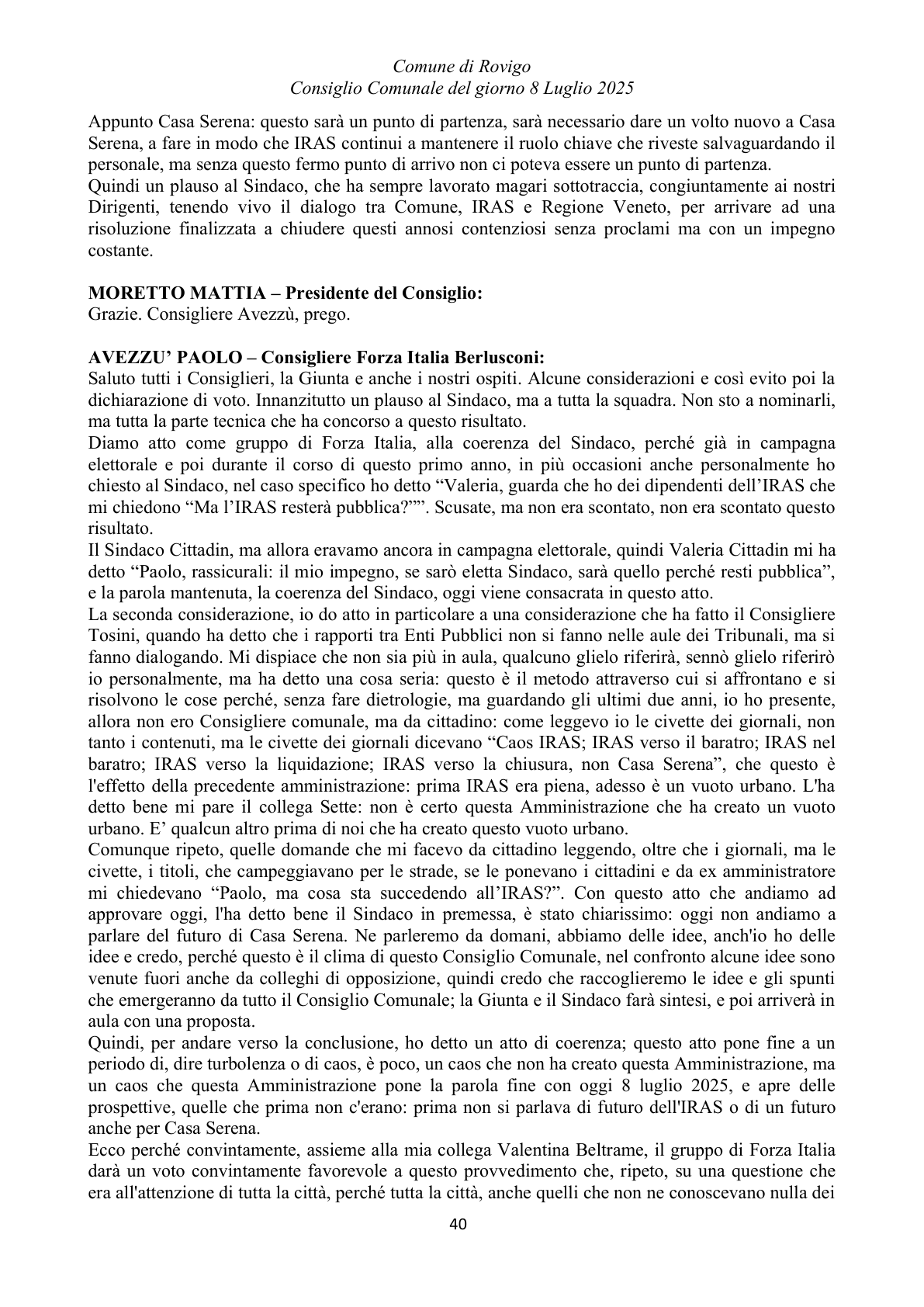 Pagina 40 del verbale