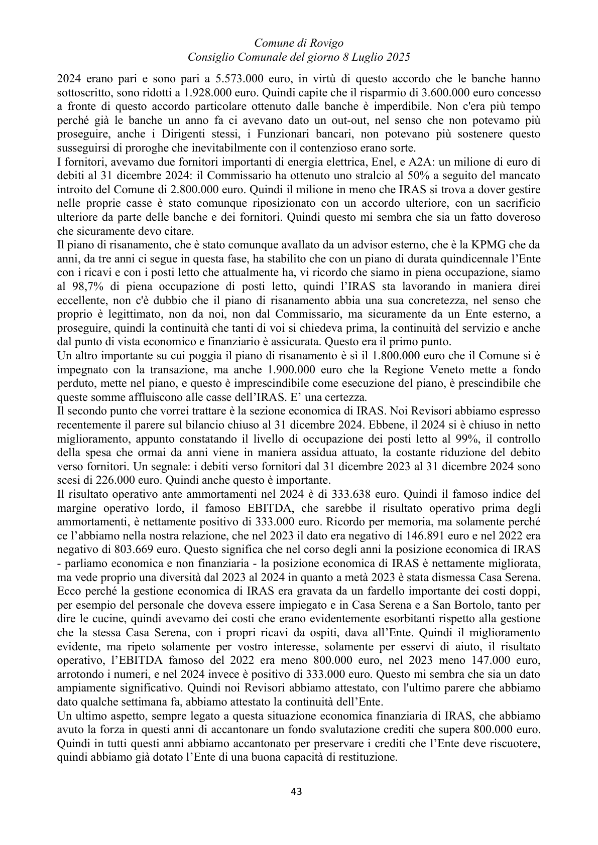 Pagina 43 del verbale