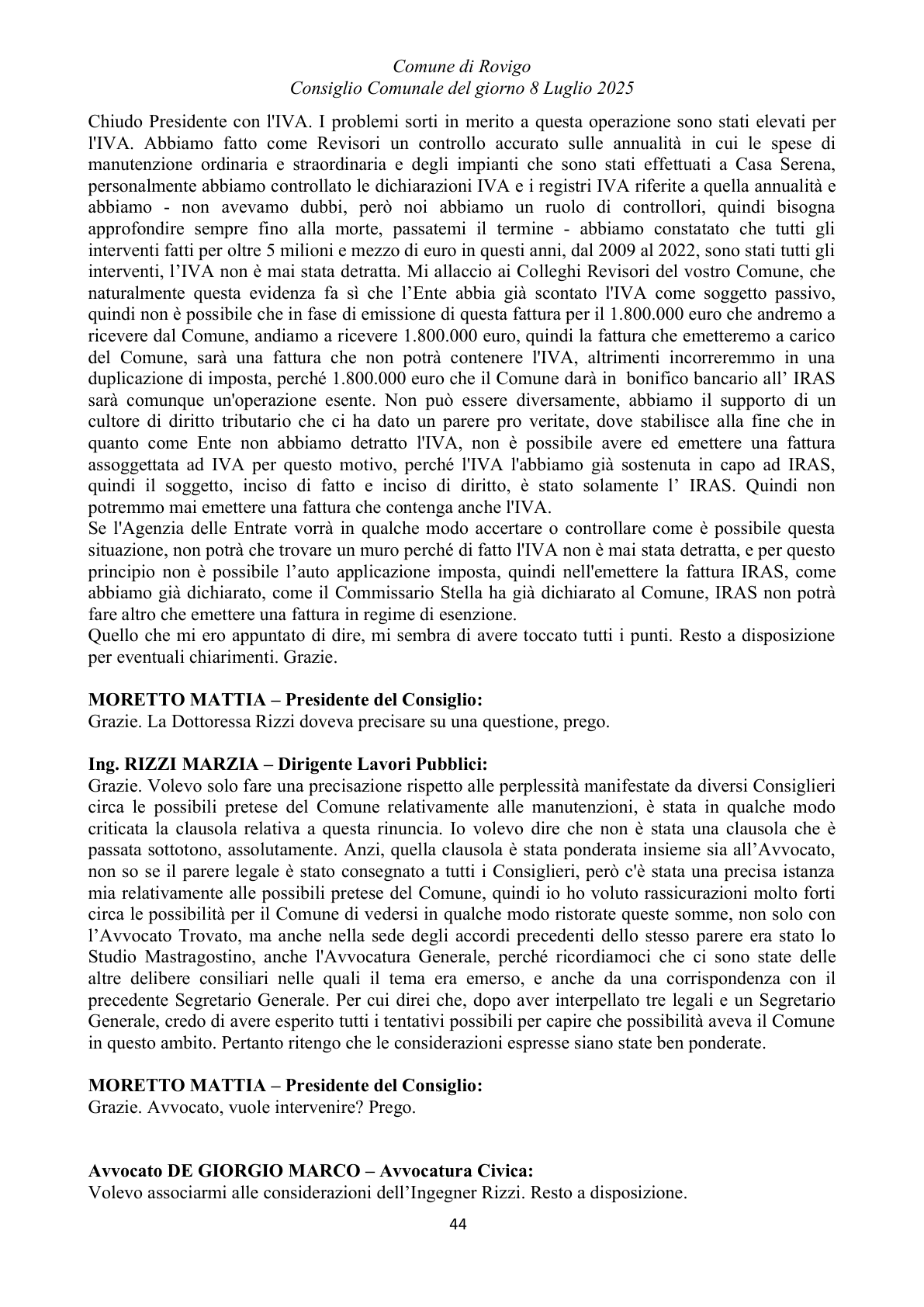Pagina 44 del verbale