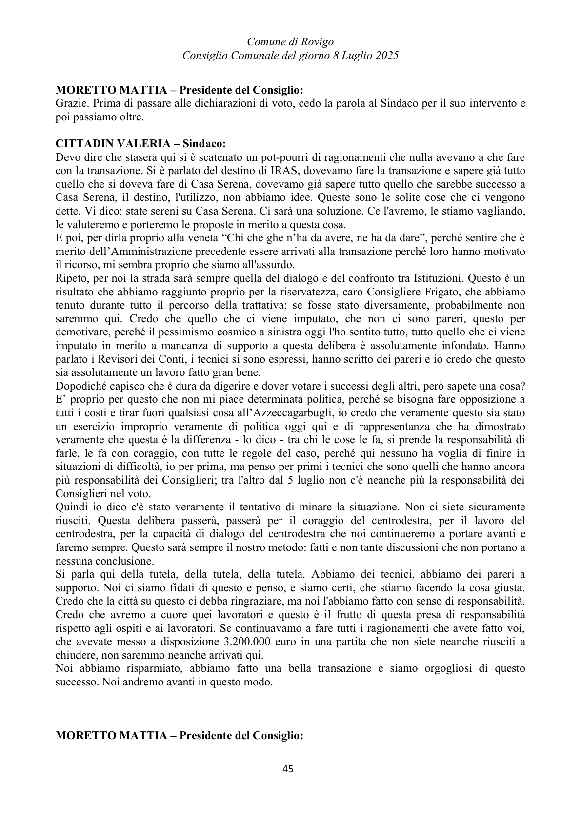 Pagina 45 del verbale