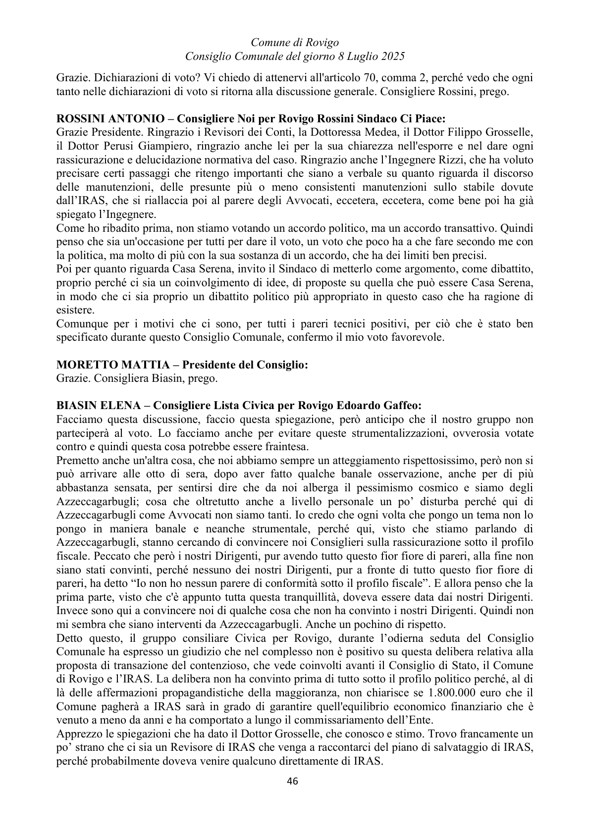 Pagina 46 del verbale