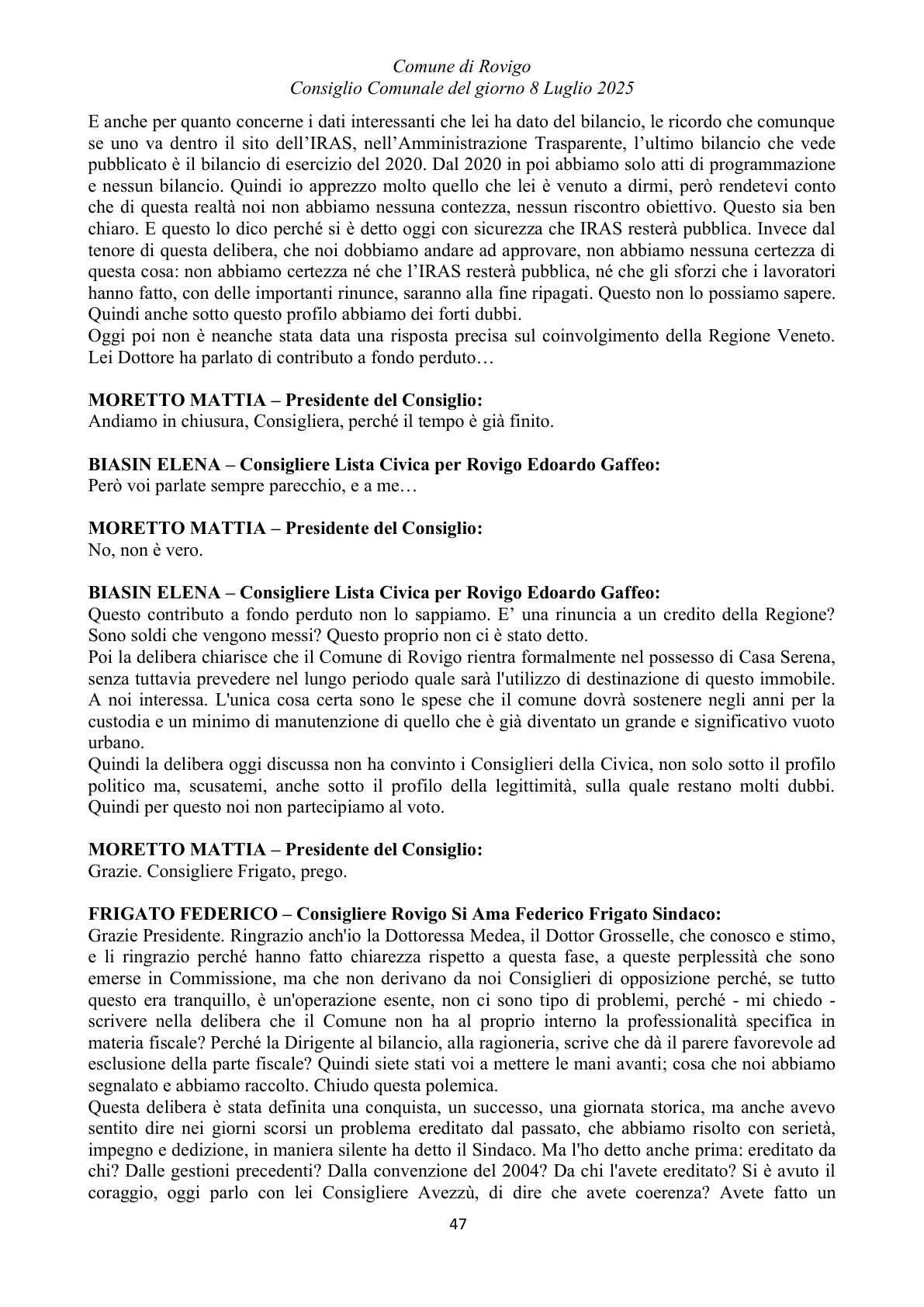 Pagina 47 del verbale