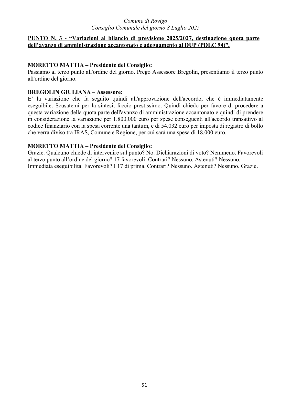 Pagina 51 del verbale