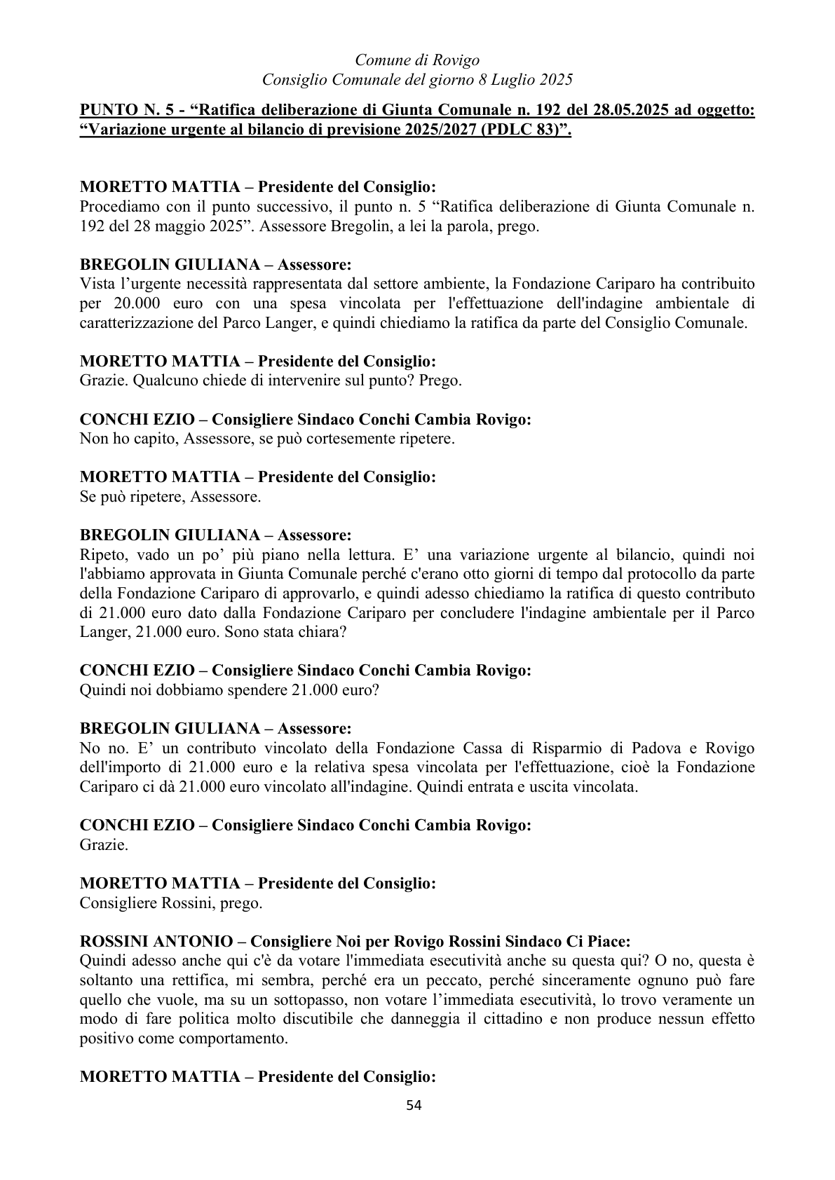 Pagina 54 del verbale