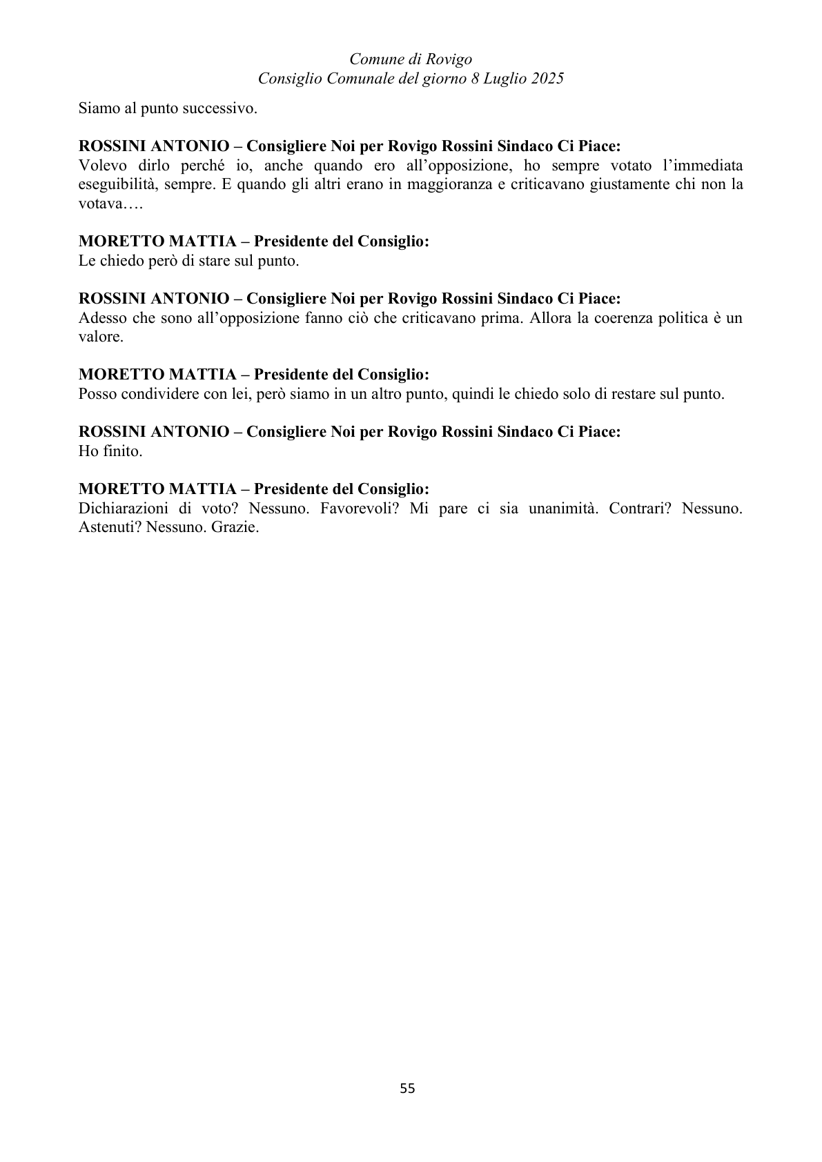 Pagina 55 del verbale