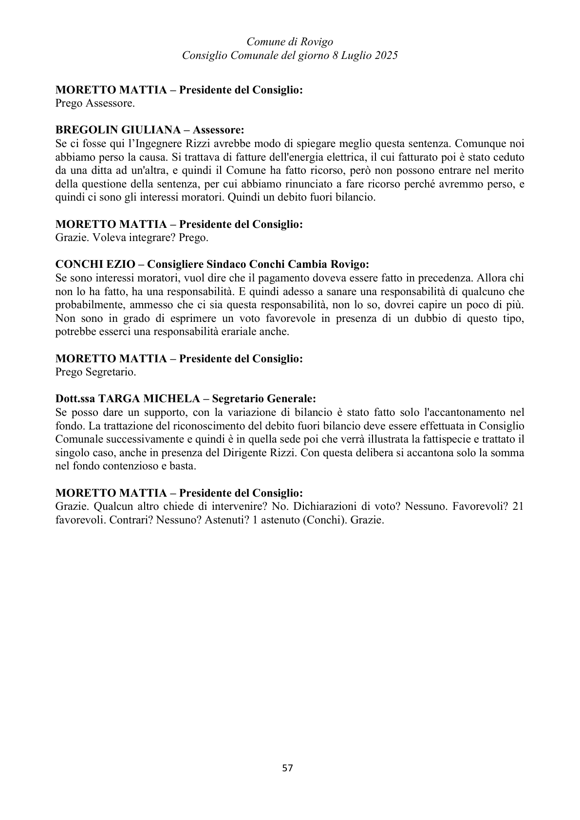 Pagina 57 del verbale