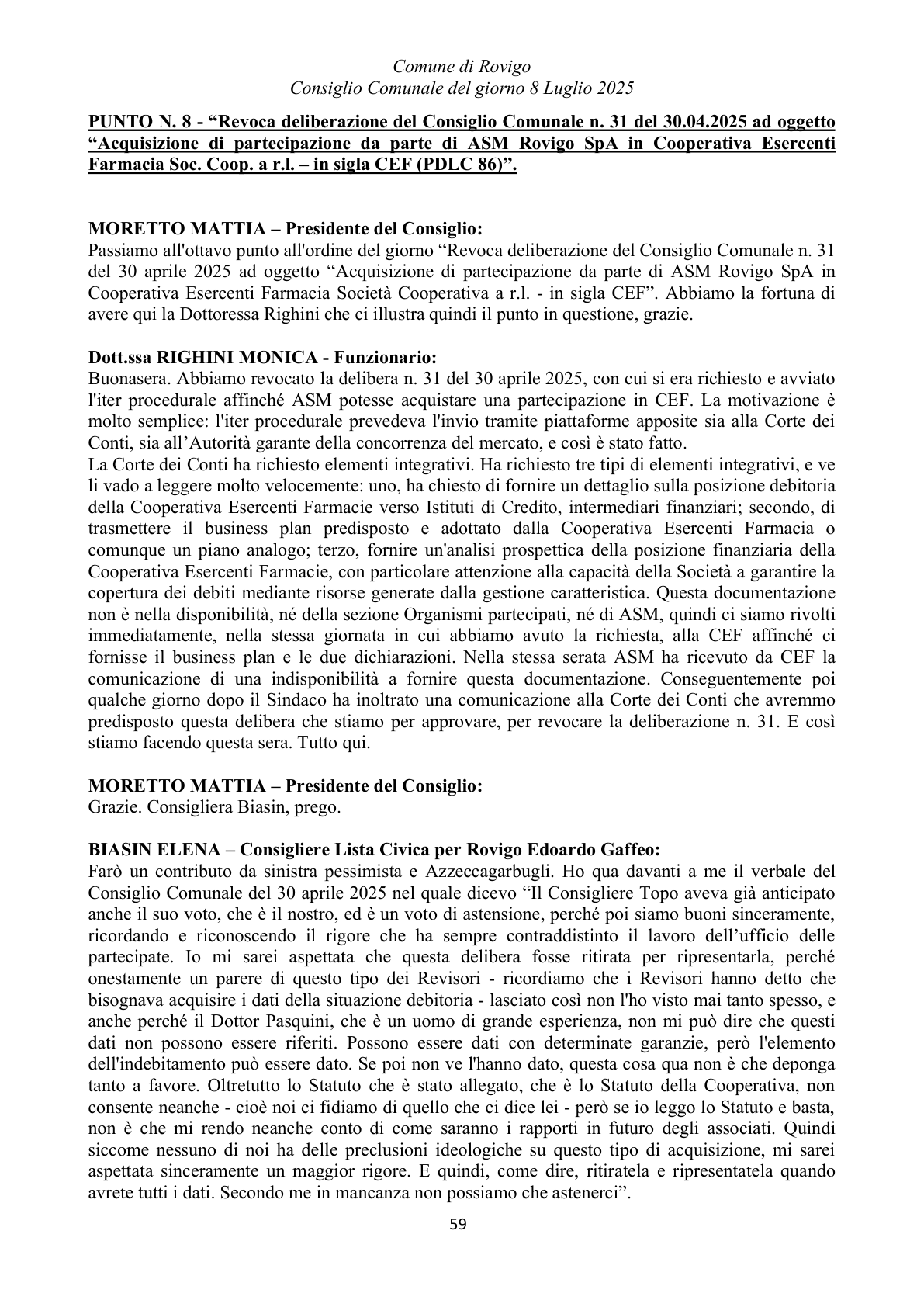 Pagina 59 del verbale