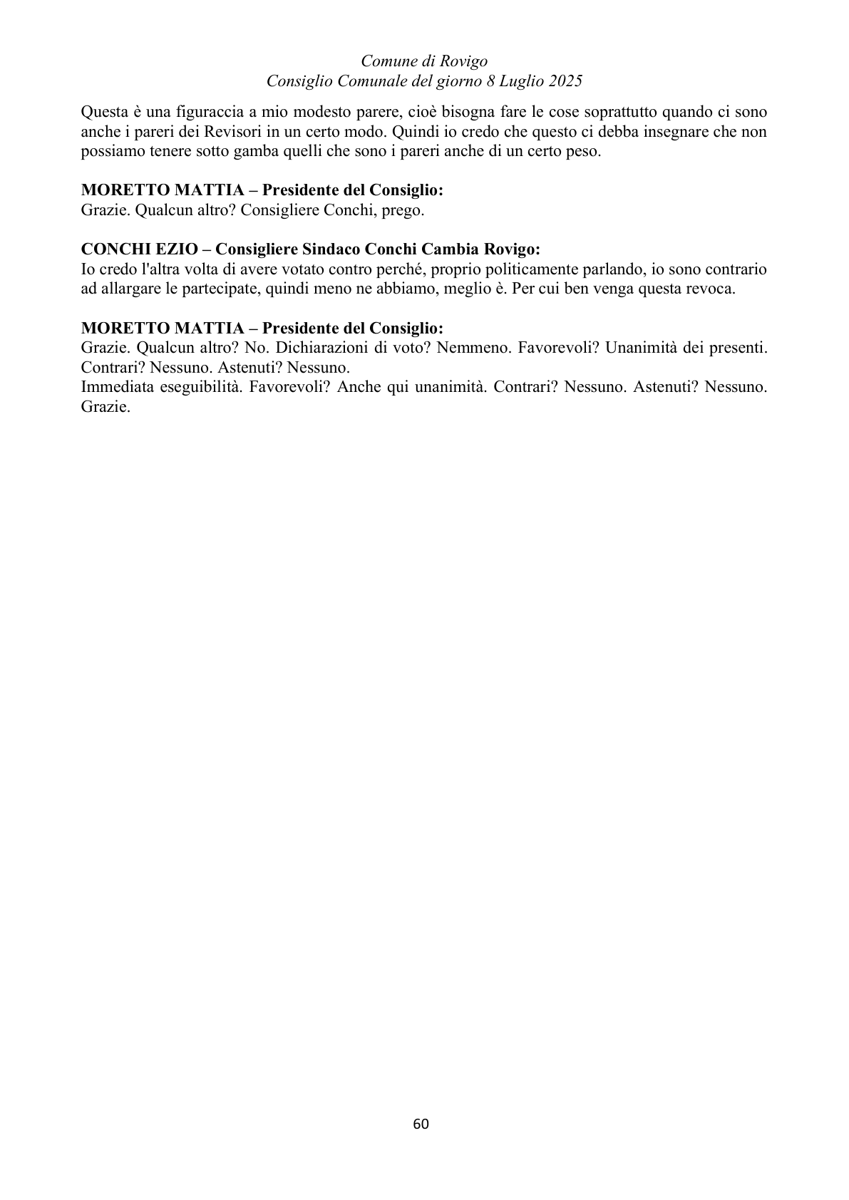 Pagina 60 del verbale