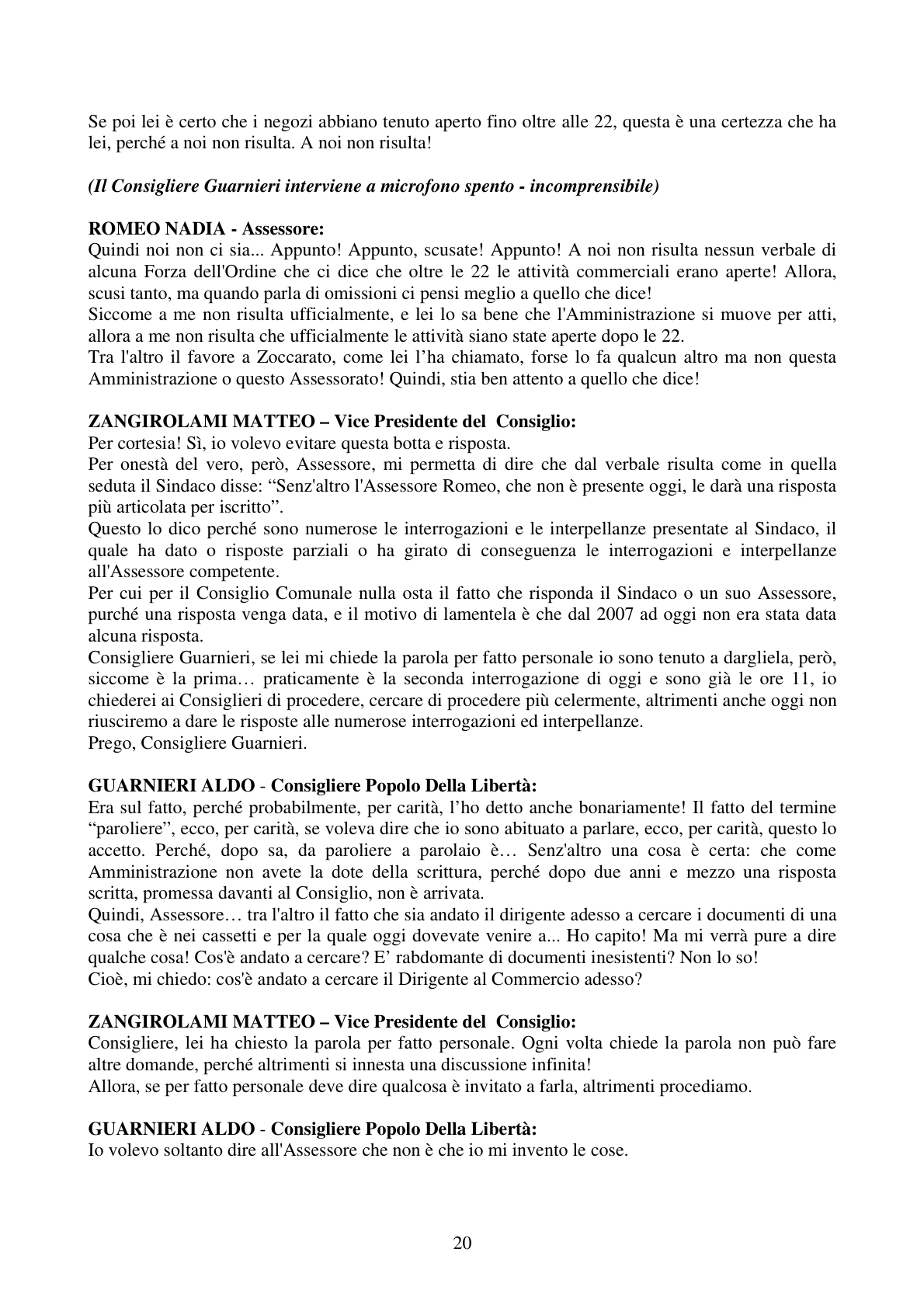Pagina 20 del verbale