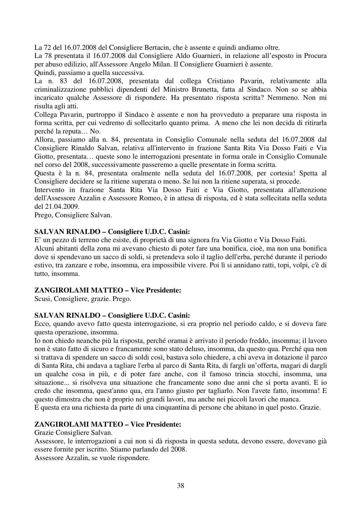 Pagina 38 del verbale
