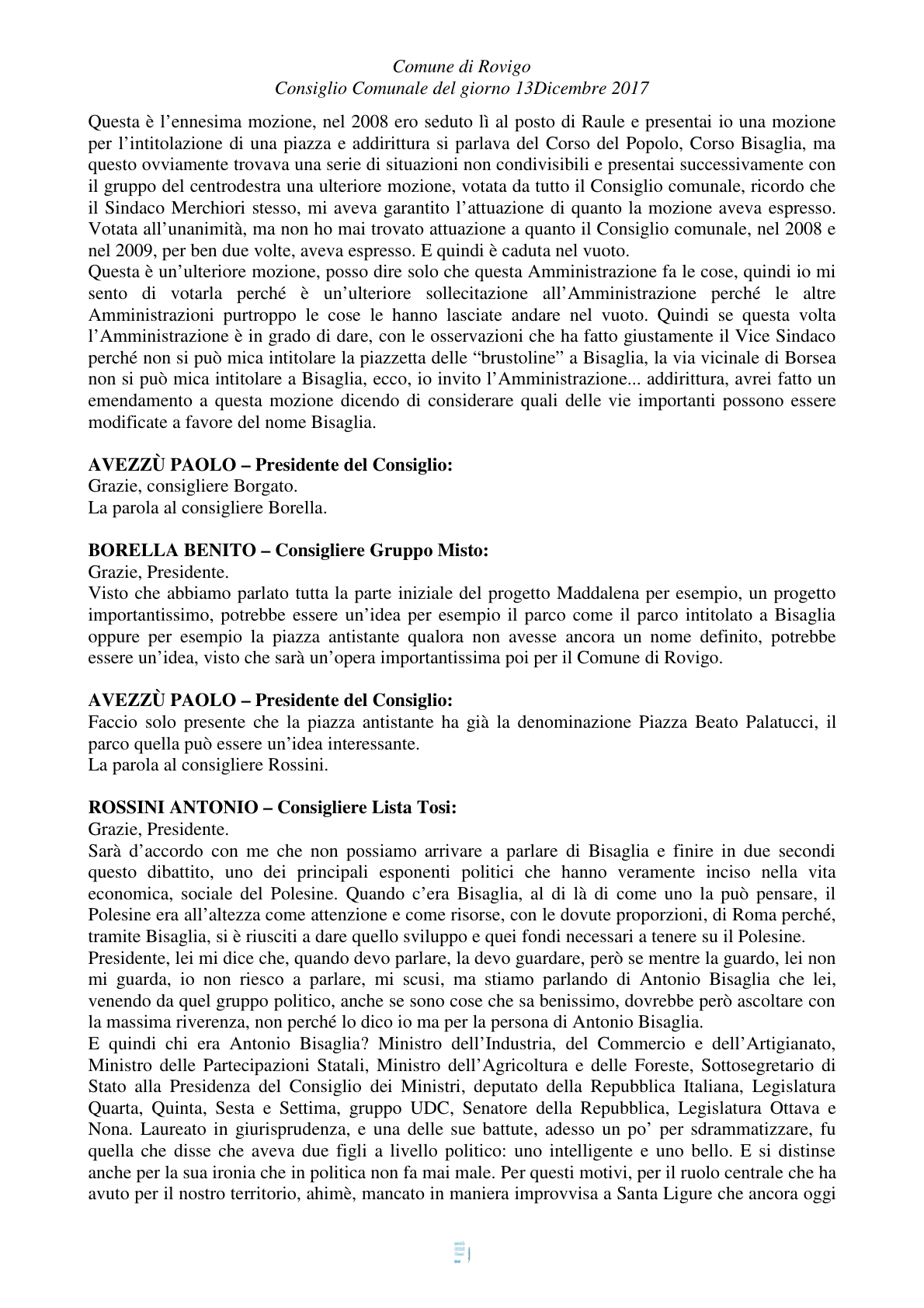 Pagina 70 del verbale