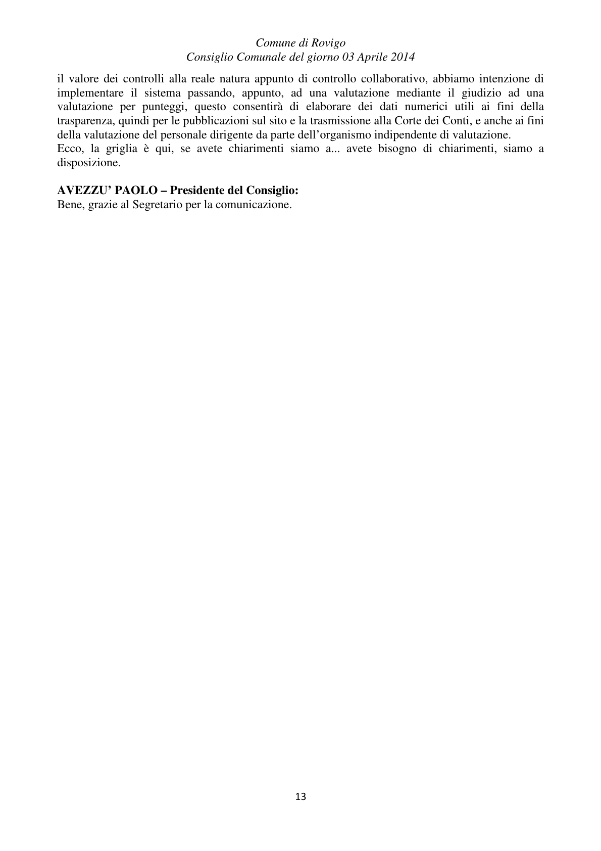 Pagina 13 del verbale