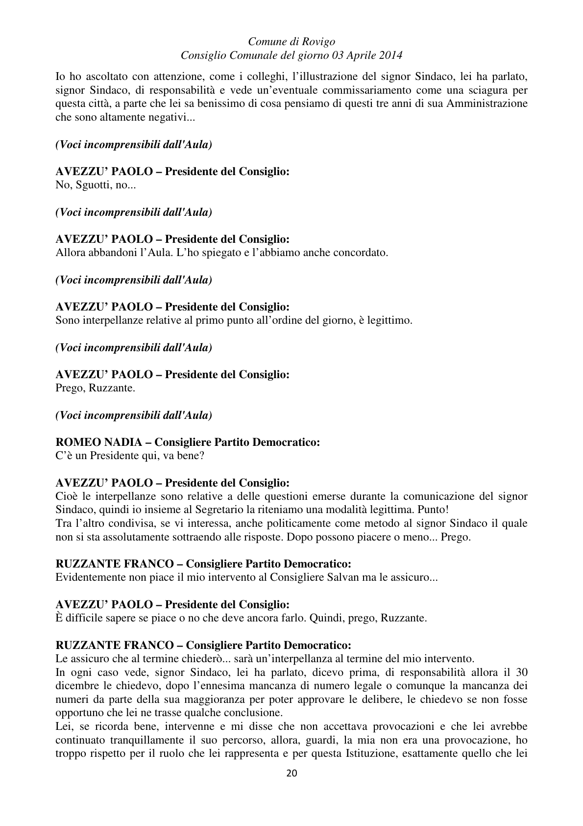Pagina 20 del verbale