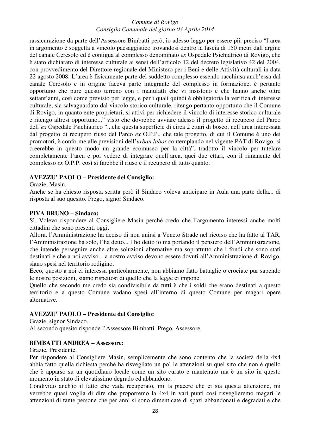 Pagina 28 del verbale