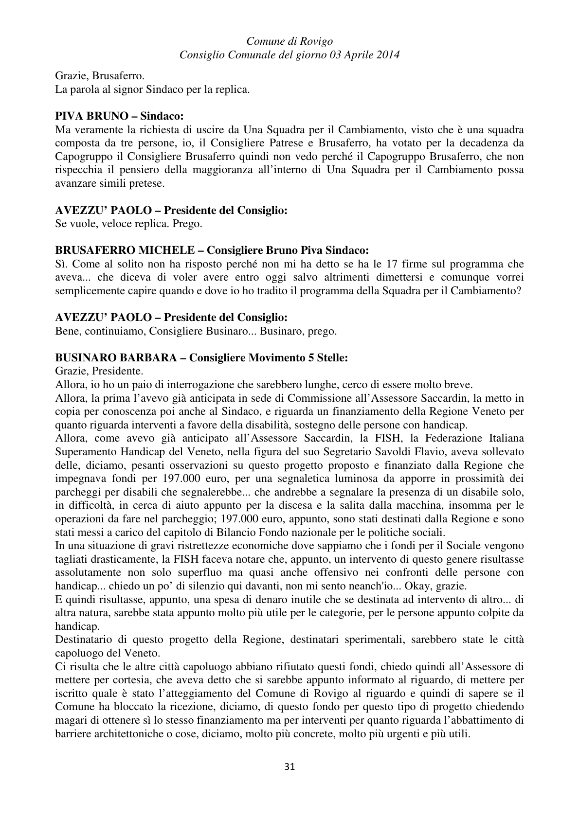 Pagina 31 del verbale