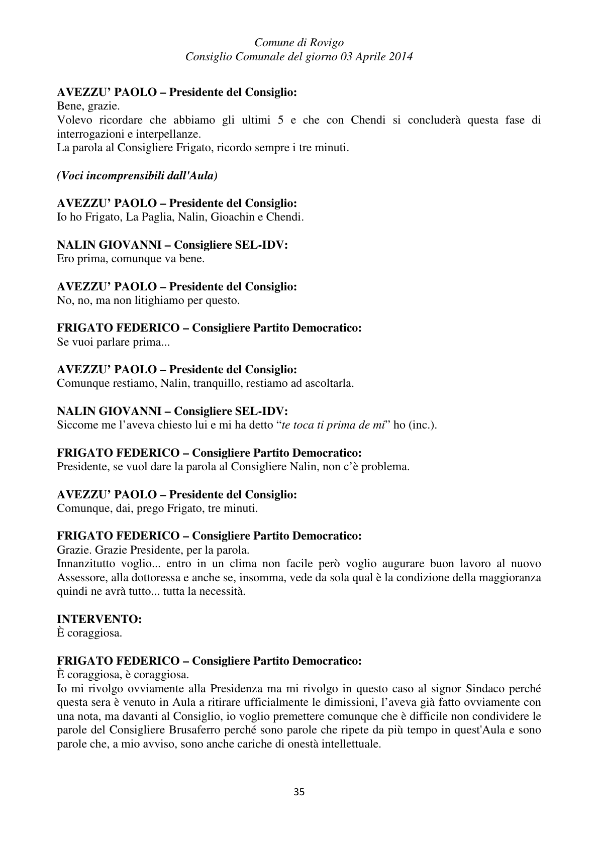 Pagina 35 del verbale