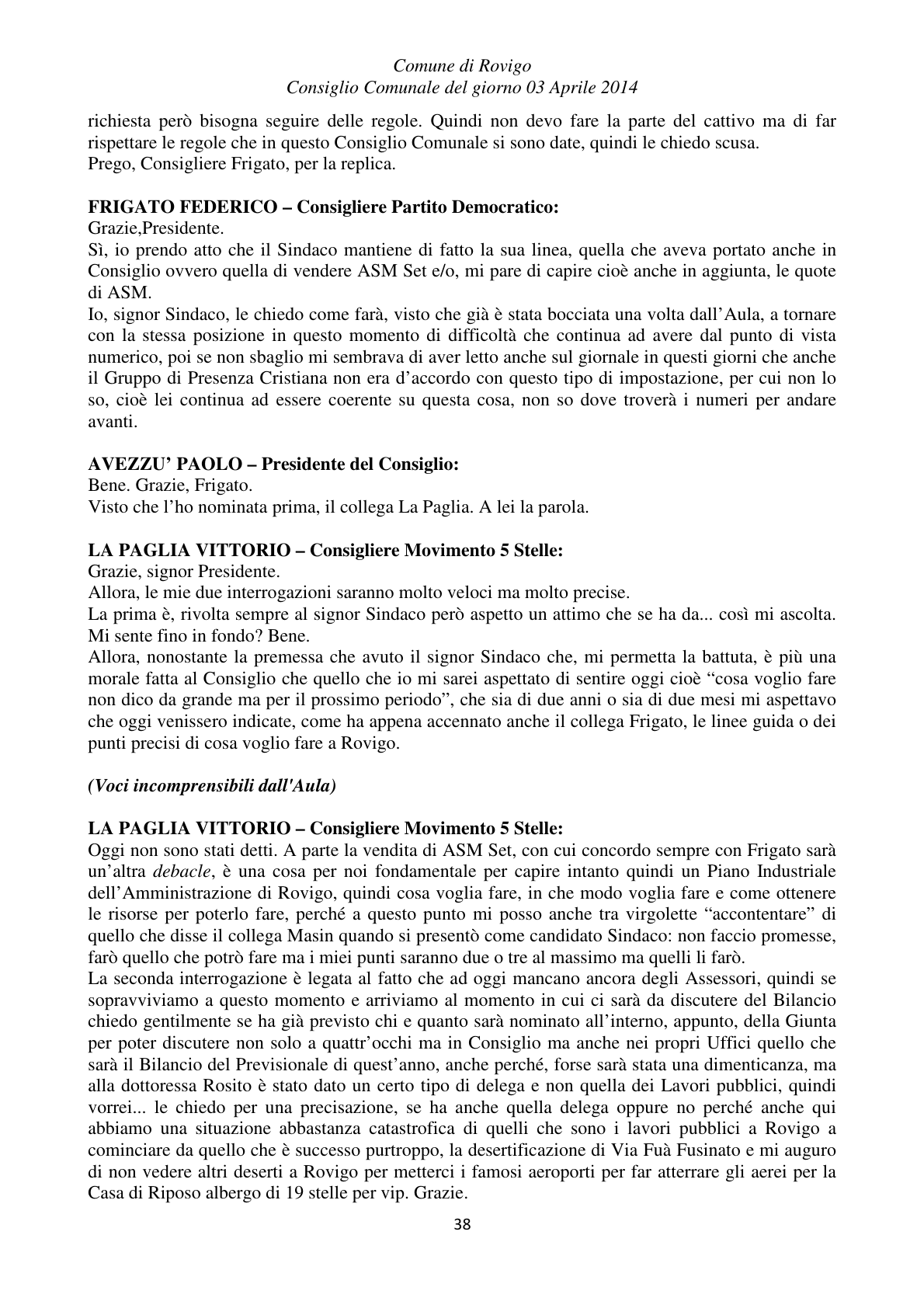 Pagina 38 del verbale
