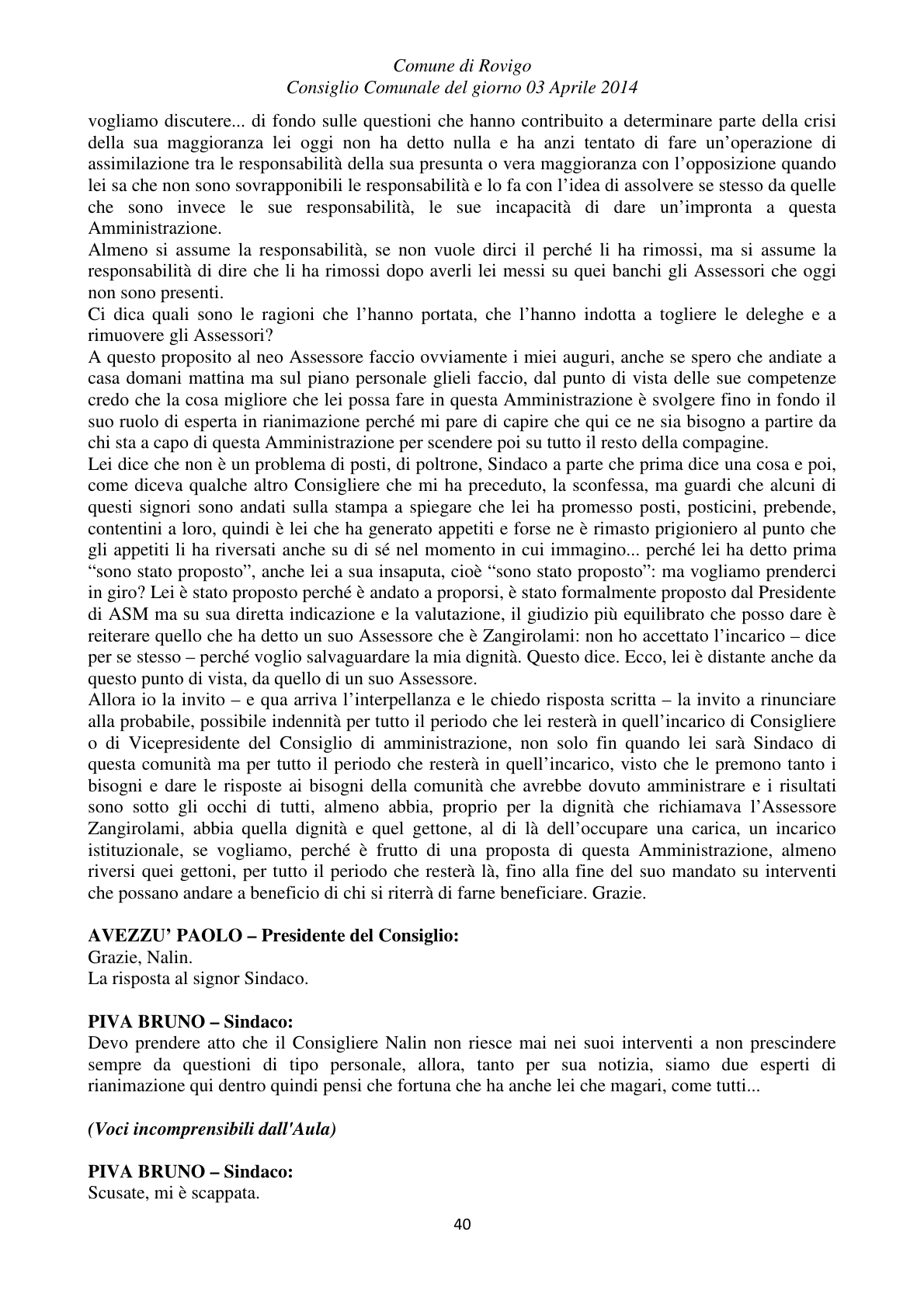 Pagina 40 del verbale