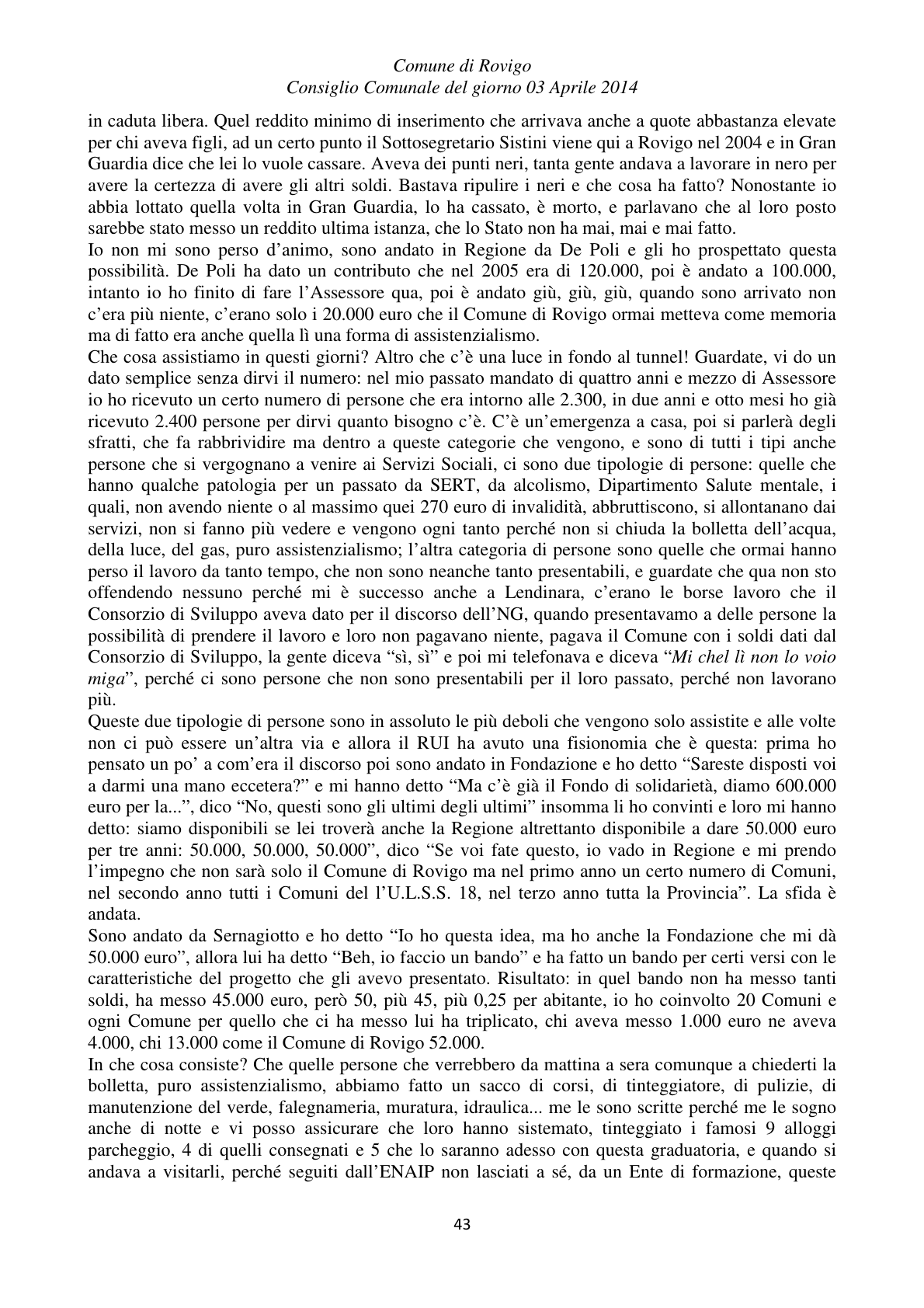 Pagina 43 del verbale