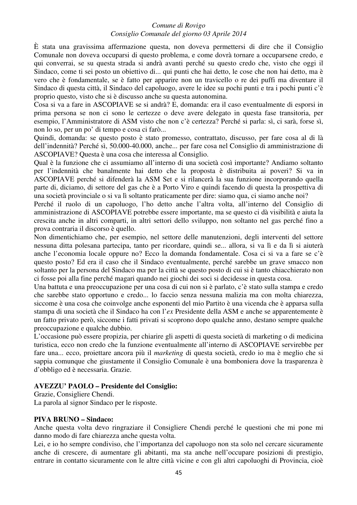 Pagina 45 del verbale