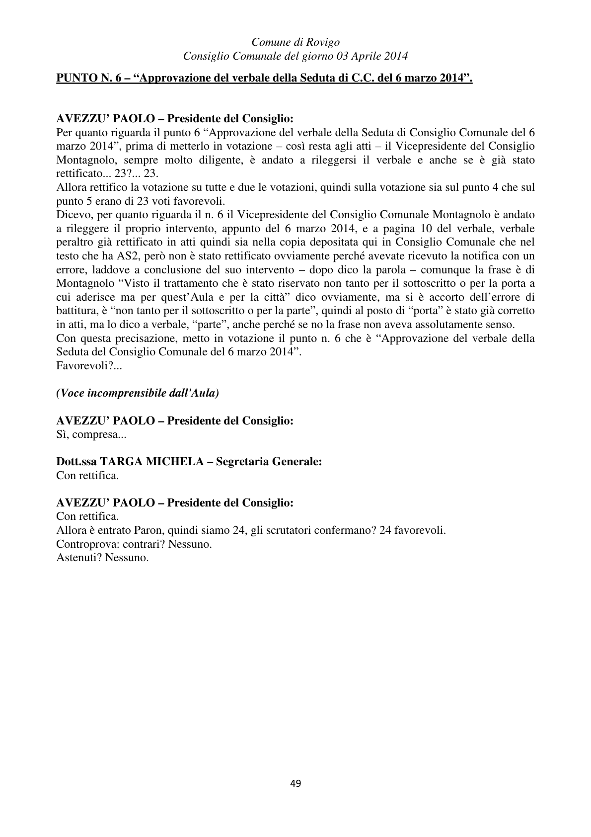 Pagina 49 del verbale