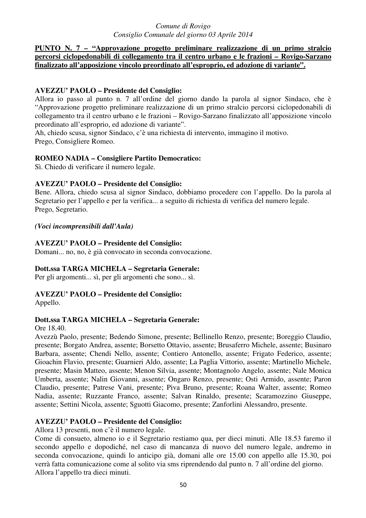 Pagina 50 del verbale