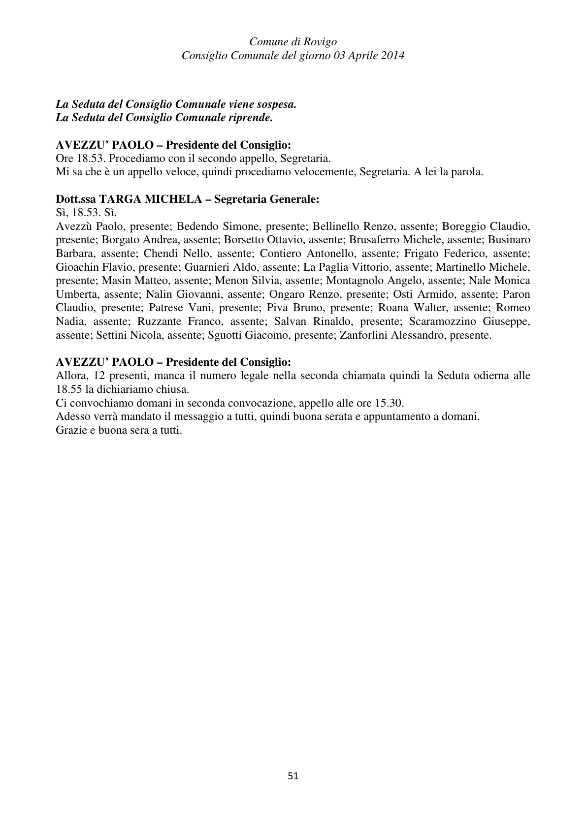 Pagina 51 del verbale