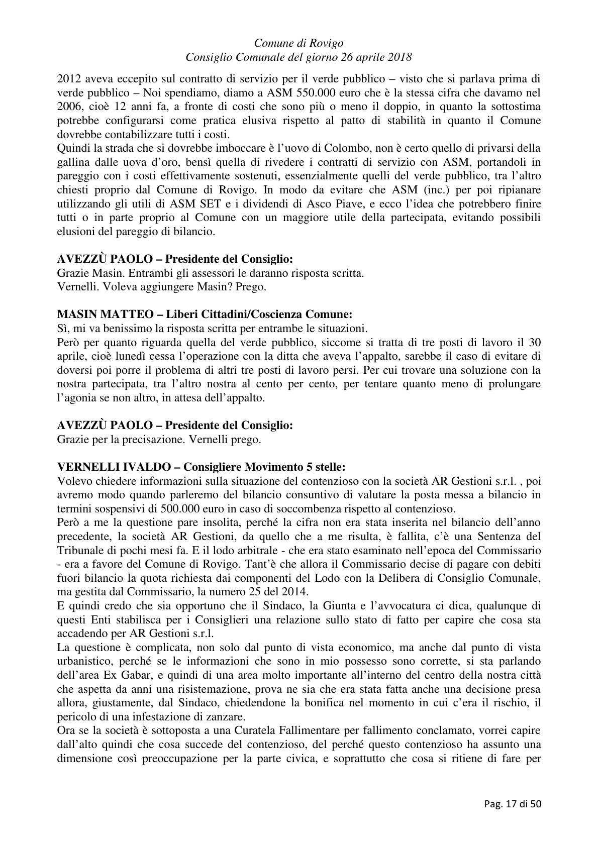 Pagina 17 del verbale