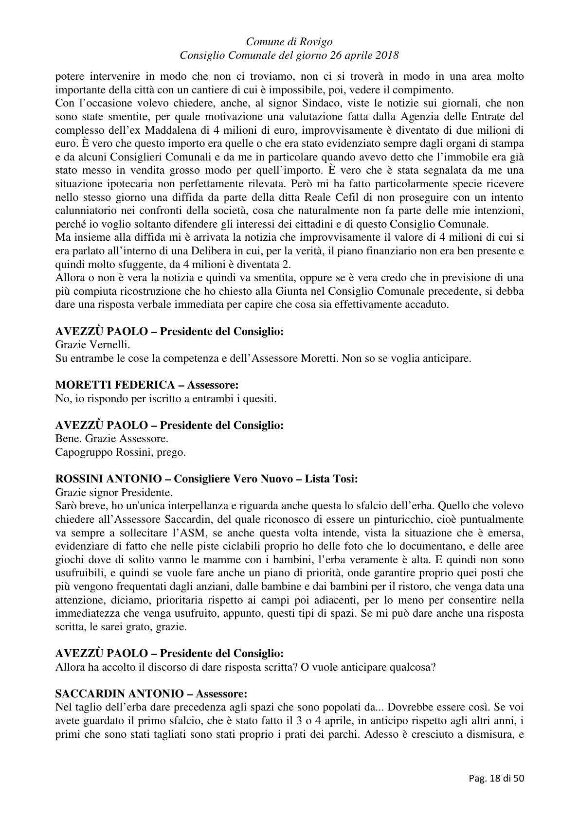 Pagina 18 del verbale