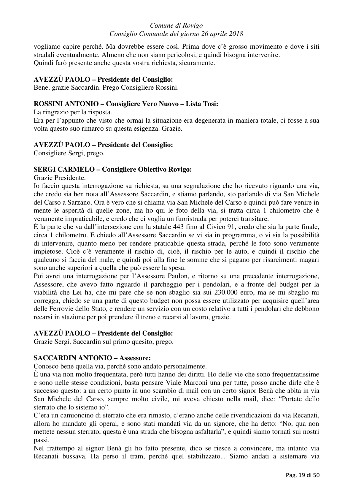 Pagina 19 del verbale