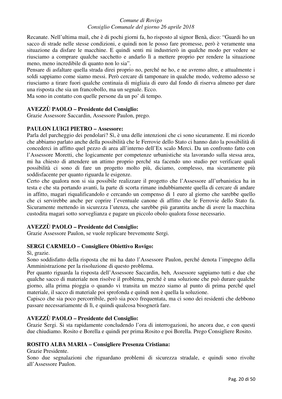 Pagina 20 del verbale