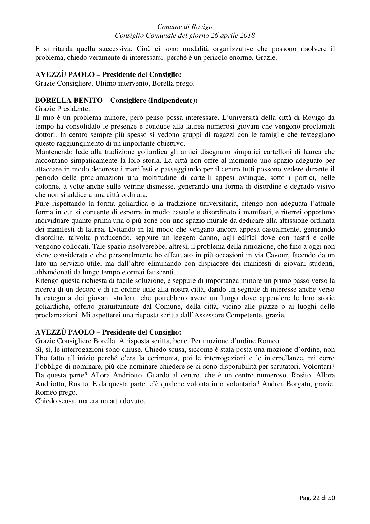 Pagina 22 del verbale