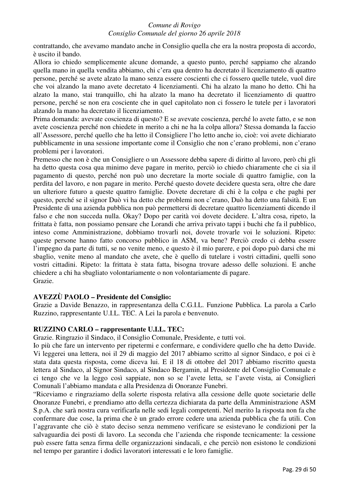 Pagina 29 del verbale