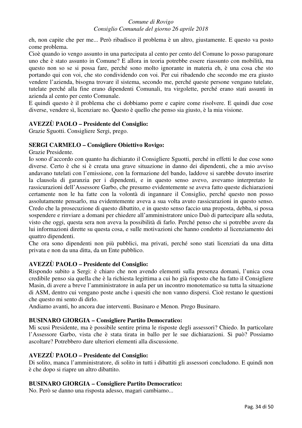 Pagina 34 del verbale