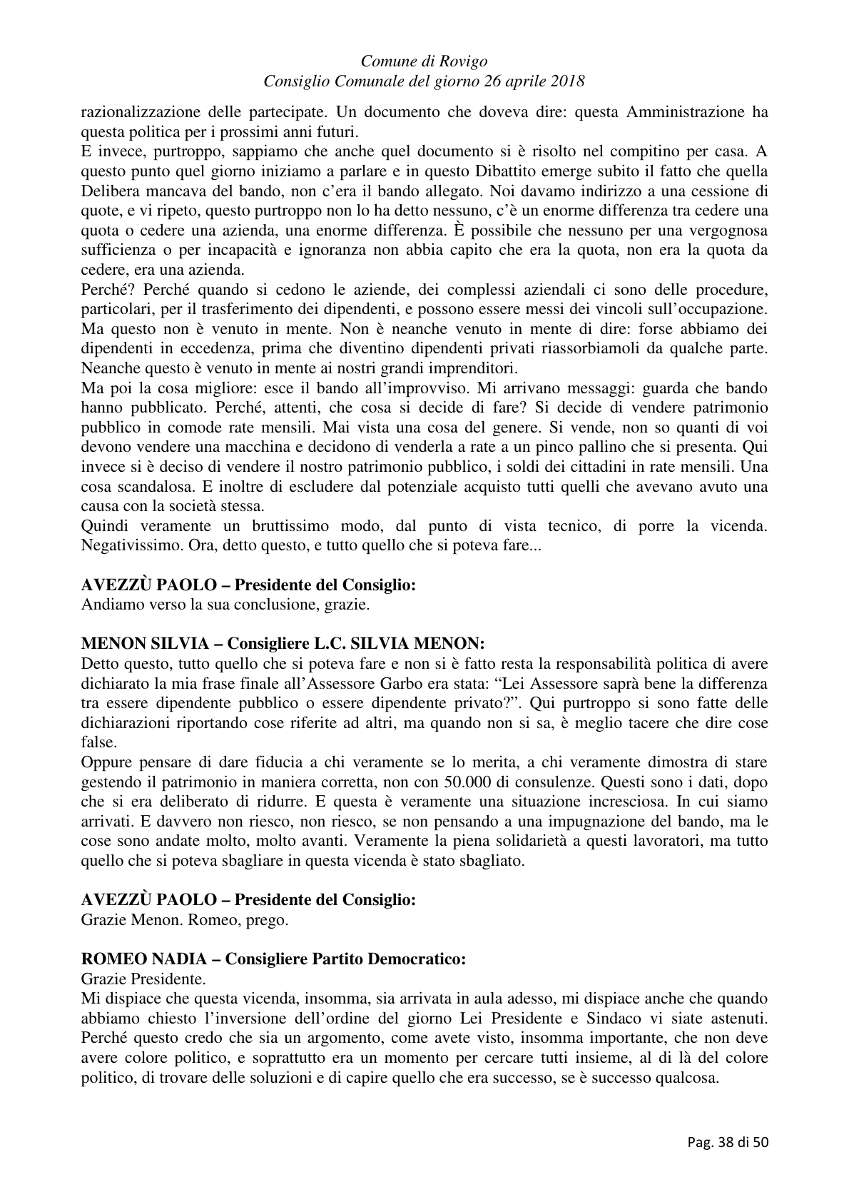 Pagina 38 del verbale