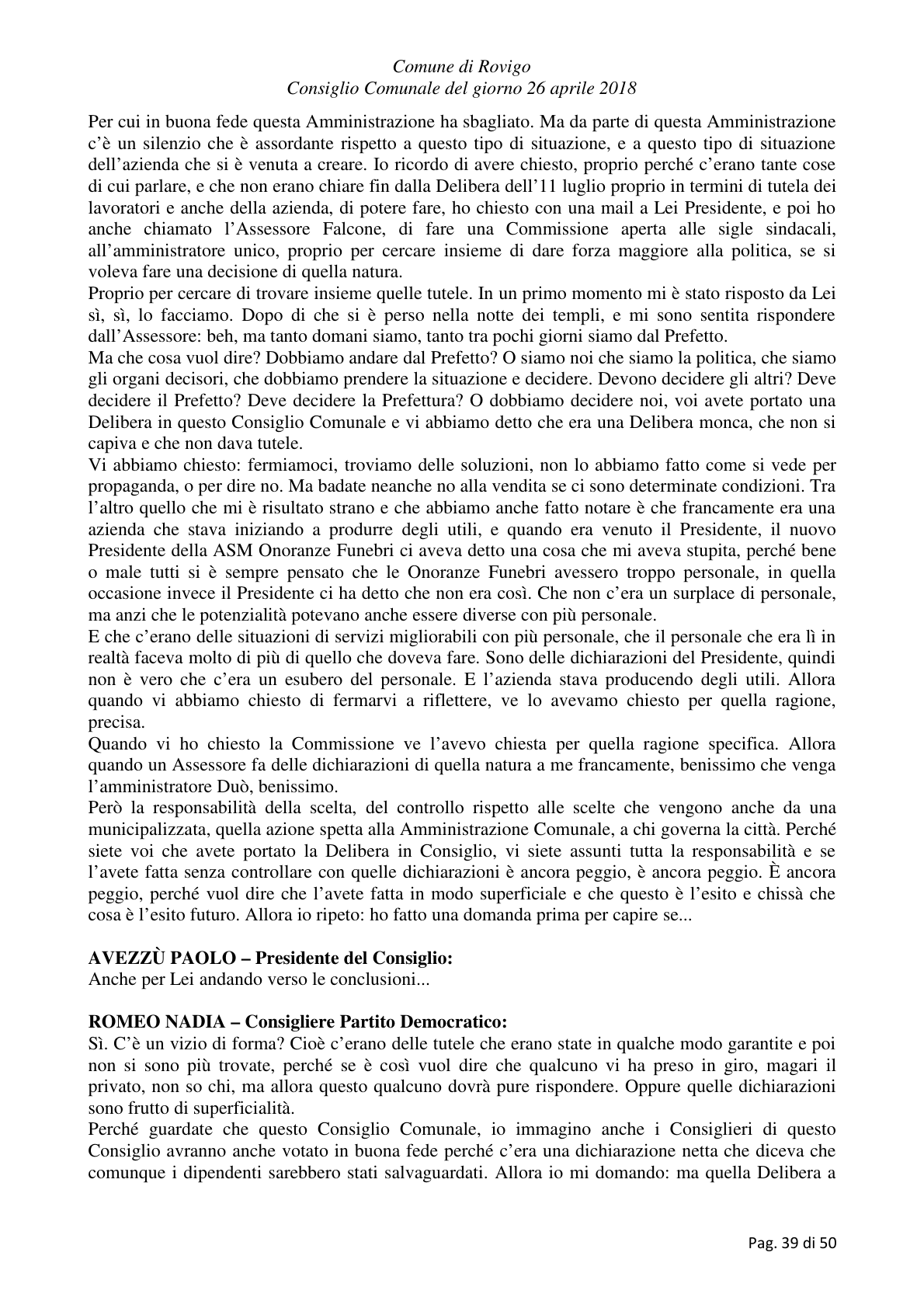 Pagina 39 del verbale