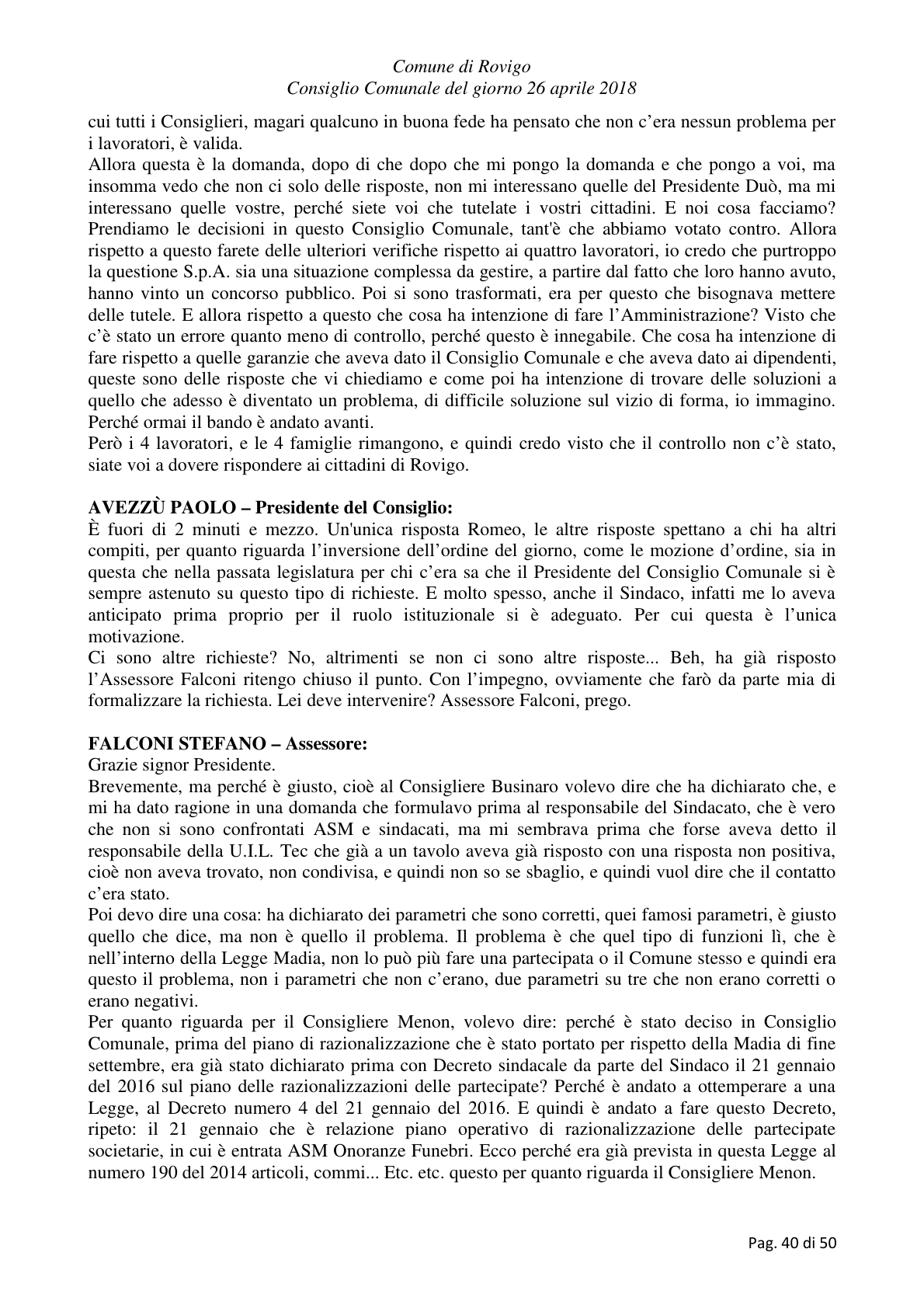 Pagina 40 del verbale