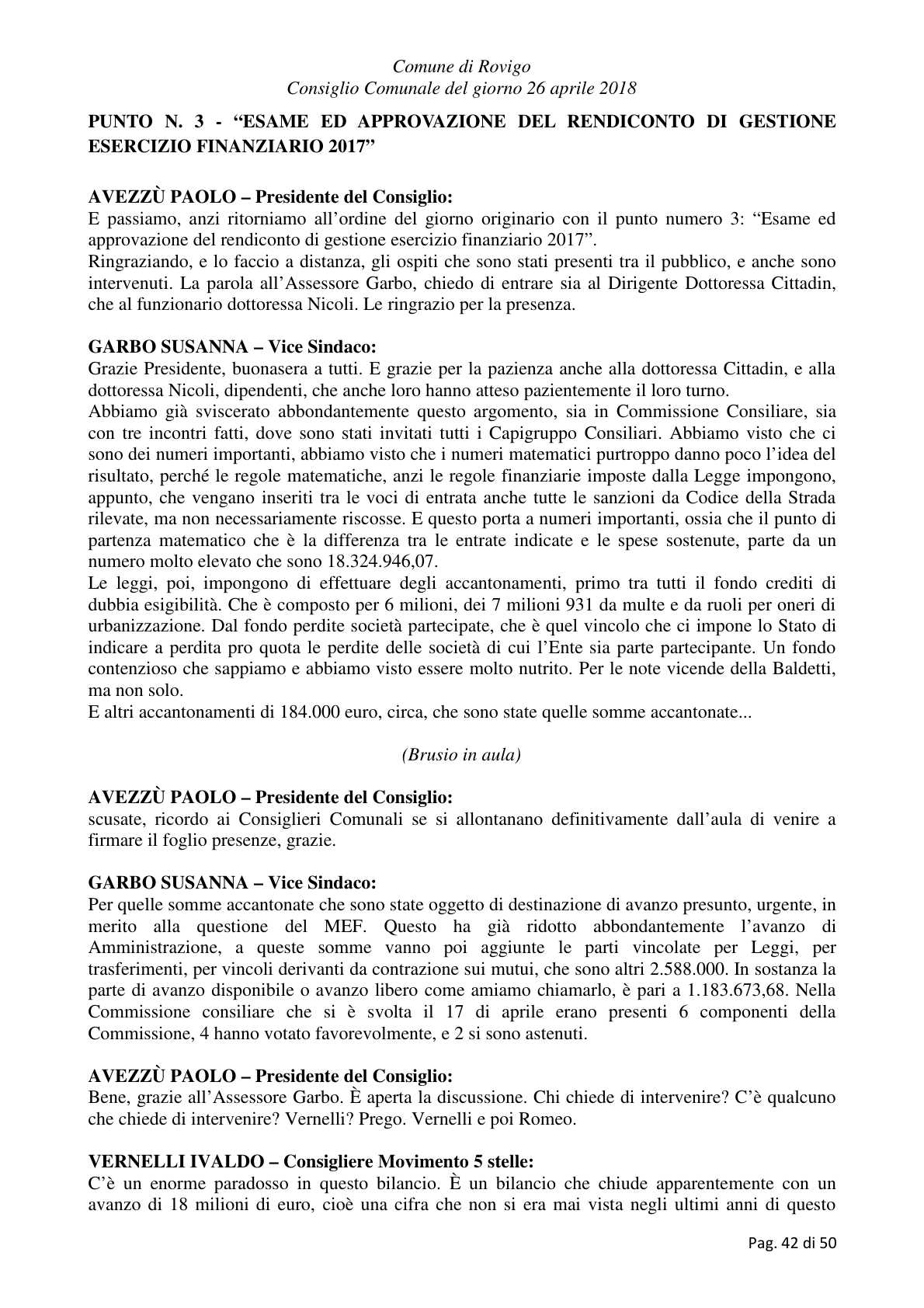 Pagina 42 del verbale